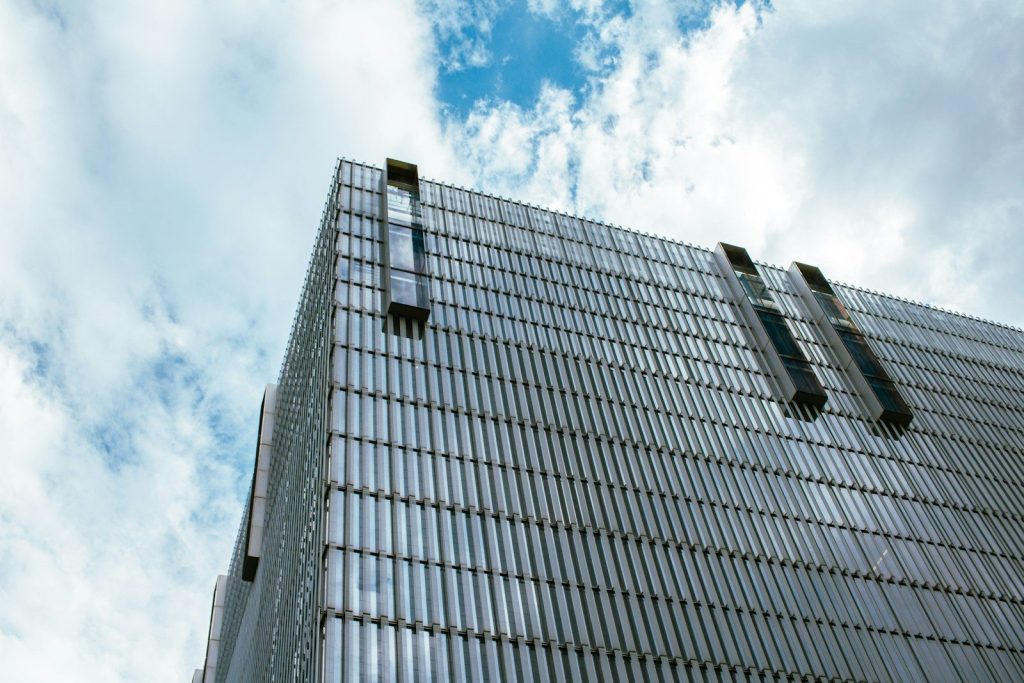 A tall building with a sky background